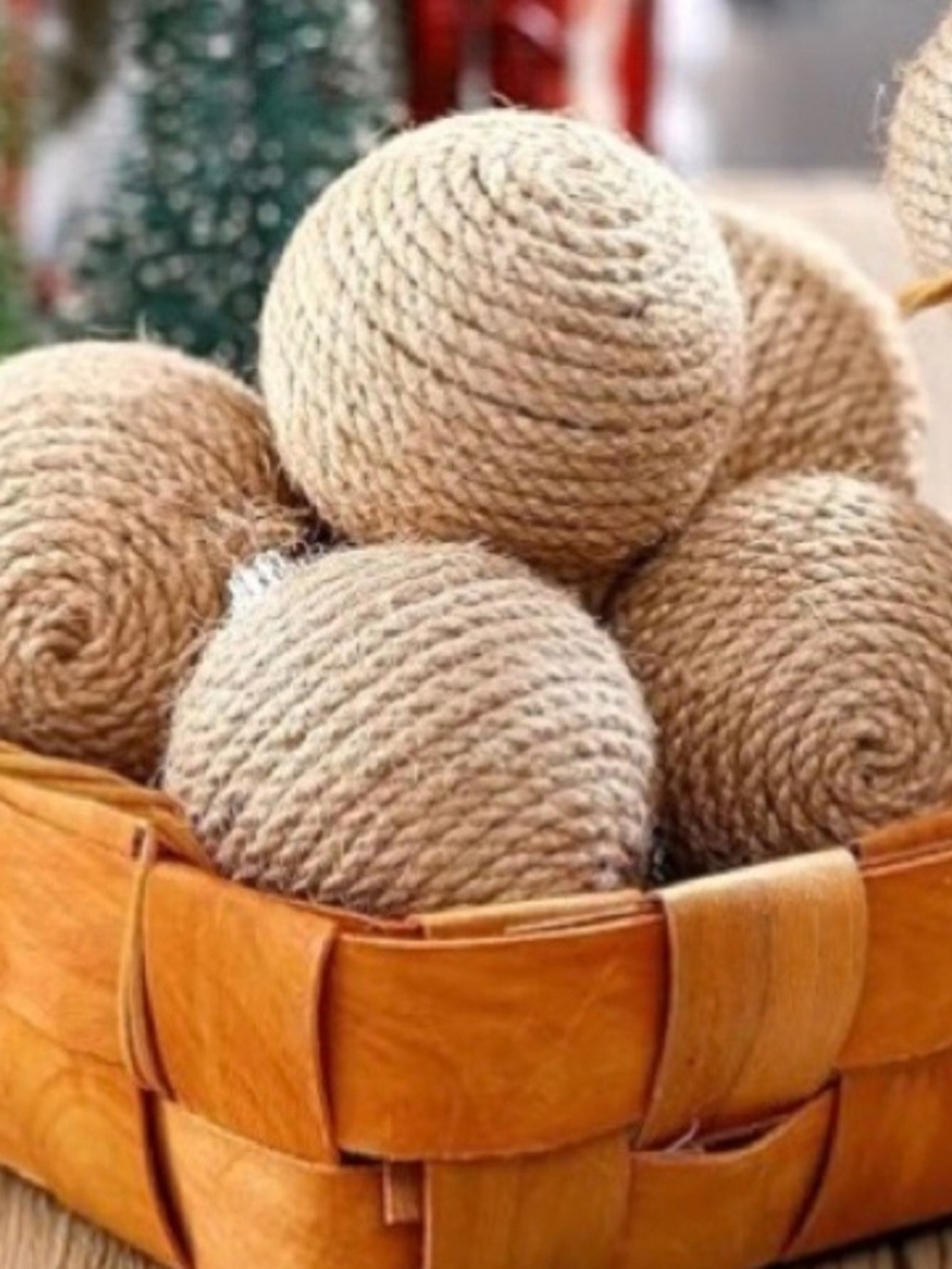 Rustic Twine Jute Wrapped Balls Christmas Ornaments Natural Neutral Set